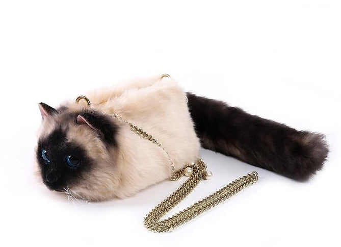 Women Exquisite Shoulder Underarm Bags Siamese Cat Bag Plush Cute Plush Crossbody Bag Female Winter Autumn Handbags Hot